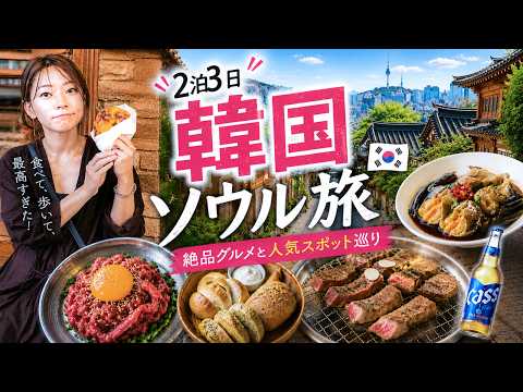 【初めての韓国旅行🇰🇷】2泊3日ソウル観光のモデルコース！絶品グルメ&絶対行くべきスポットを巡ってきた！明洞/王宮/韓屋/ソウルタワー/韓ドラロケ地/美術館...大満喫！！