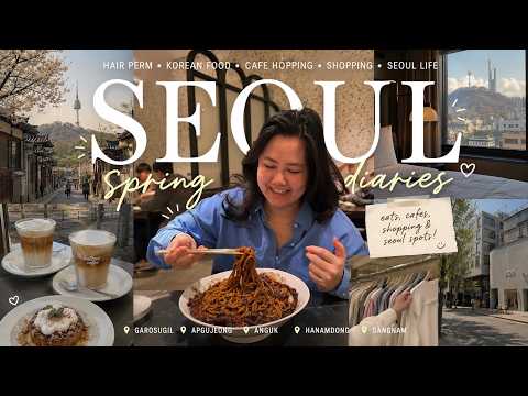 Seoul Spring Diaries 🌸 Cafés, Korean Food & Hair Makeover (silent vlog)