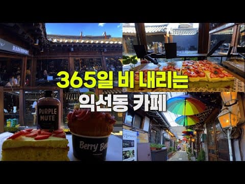 4K) 365일 ☔️비가 내리는 익선동 레인리포트 레인보우카페/익선동 ☕️🥐한옥카페