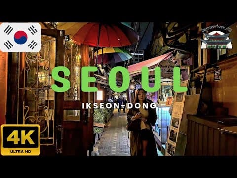 [4K] Ikseon-dong Hanok Street in Autumn: Cozy Cafes, Warm Lights & Vintage Seoul Vibes 🍂☕️